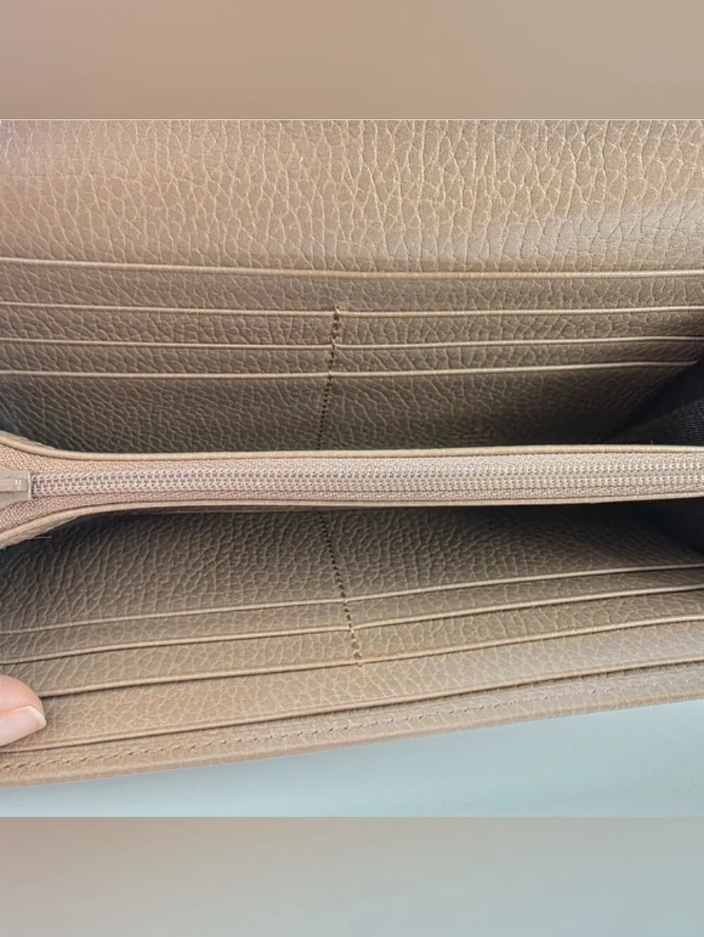 Gucci GG Marmont Taupe Continental Wallet Entrupy COA